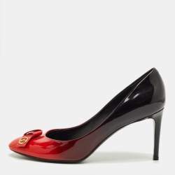 Pre Owned Louis Vuitton Ombre Black/Red Patent Leather Fiance Pumps Size 39