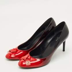 Pre Owned Louis Vuitton Ombre Black/Red Patent Leather Fiance Pumps Size 39