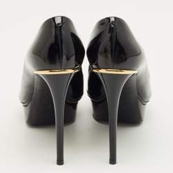 Pre Owned Louis Vuitton Black Patent Leather Oh Really! Platform Peep Toe Pumps Size 38.5