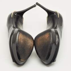 Pre Owned Louis Vuitton Black Patent Leather Oh Really! Platform Peep Toe Pumps Size 38.5