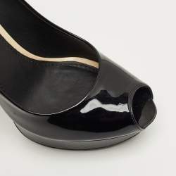 Pre Owned Louis Vuitton Black Patent Leather Oh Really! Platform Peep Toe Pumps Size 38.5