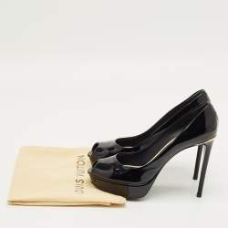Pre Owned Louis Vuitton Black Patent Leather Oh Really! Platform Peep Toe Pumps Size 38.5