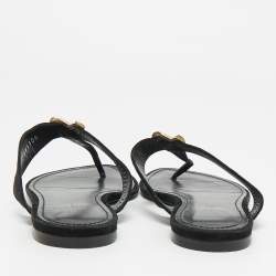 مملوكة مسبقًا Louis Vuitton Size 38 Black Suede Thong Flat Sandals