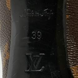 Pre Owned Louis Vuitton Madeleine Size 39 Brown Coated Canvas Block Heel Pumps