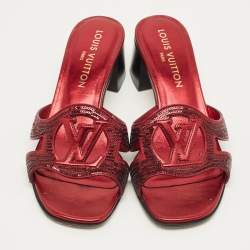 Pre Owned صندل لويس فويتون إيزولا جلد أحمر وترتر مقاس 38