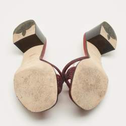 Pre Owned صندل لويس فويتون إيزولا جلد أحمر وترتر مقاس 38