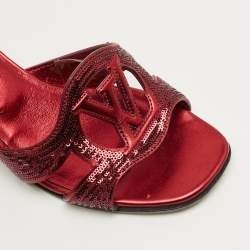 Pre Owned صندل لويس فويتون إيزولا جلد أحمر وترتر مقاس 38