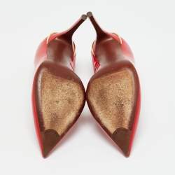 Pre Owned Louis Vuitton Eyeline Size 37.5 Red Patent Leather Pumps