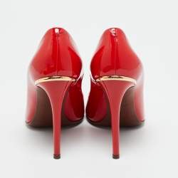 Pre Owned Louis Vuitton Eyeline Size 37.5 Red Patent Leather Pumps