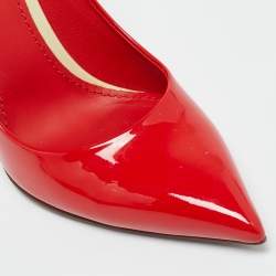 Pre Owned Louis Vuitton Eyeline Size 37.5 Red Patent Leather Pumps