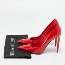 Pre Owned Louis Vuitton Eyeline Size 37.5 Red Patent Leather Pumps