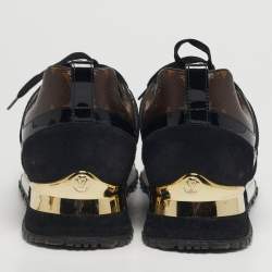 مملوكة مسبقًا Louis Vuitton Run Away Size 38.5 Black Monogram Canvas, Fabric and Suede Sneakers