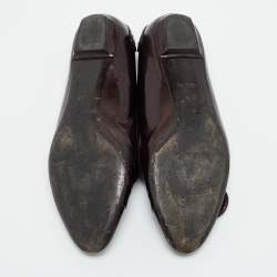 Pre Owned حذاء باليرينا فلات لوي فيتون سلوُن جلد لامع عنابي مقاس 37.5