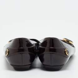 Pre Owned حذاء باليرينا فلات لوي فيتون سلوُن جلد لامع عنابي مقاس 37.5