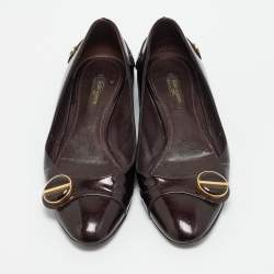 Pre Owned حذاء باليرينا فلات لوي فيتون سلوُن جلد لامع عنابي مقاس 37.5