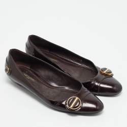 Pre Owned حذاء باليرينا فلات لوي فيتون سلوُن جلد لامع عنابي مقاس 37.5