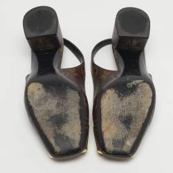 مملوكة مسبقًا حذاء كعب عالي لوي فيتون ماديلين بني كنفاس دامييه حزام خلفي مقاس 36