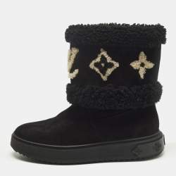 مملوكة مسبقًا Louis Vuitton Snowdrop Size 39 Black Suede Snow Boots