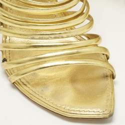 Pre Owned صندل لويس فيتون كعب روكي جلد ذهبي مقاس 40