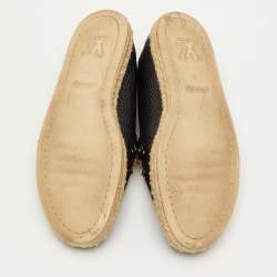 مملوكة مسبقًا Louis Vuitton Tropical Bloom Size 37 Black Leather Espadrille Flats