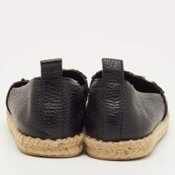 مملوكة مسبقًا Louis Vuitton Tropical Bloom Size 37 Black Leather Espadrille Flats