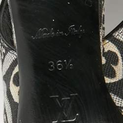 مملوكة مسبقًا Louis Vuitton Madeleine Size 36.5 White/Black Canvas Slingback Pumps