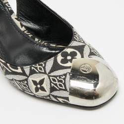 مملوكة مسبقًا Louis Vuitton Madeleine Size 36.5 White/Black Canvas Slingback Pumps