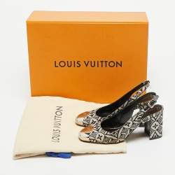 مملوكة مسبقًا Louis Vuitton Madeleine Size 36.5 White/Black Canvas Slingback Pumps
