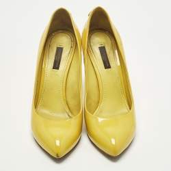 Pre Owned حذاء كعب عالي لوي فيتون "او ريالي !" جلد لامع أصفر مقاس 38