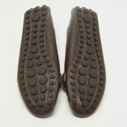 مملوكة مسبقًا حذاء لوفرز أوكسفورد لوي فيتون جلد بني داكن مقاس 37.5