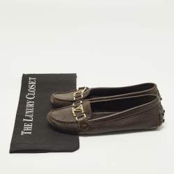 مملوكة مسبقًا حذاء لوفرز أوكسفورد لوي فيتون جلد بني داكن مقاس 37.5