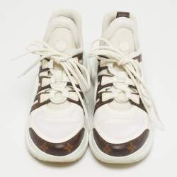 Pre Owned Louis Vuitton Archlight Size 40 White/Brown Leather and Mesh Low Top Sneakers