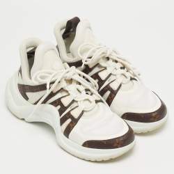 Pre Owned Louis Vuitton Archlight Size 40 White/Brown Leather and Mesh Low Top Sneakers