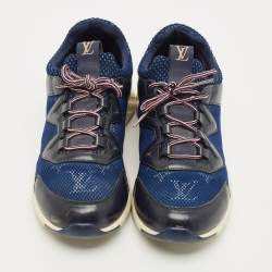 مملوكة مسبقًا Louis Vuitton Run Away Size 39 Blue/Black Leather and Monogram Mesh Low Top Sneakers