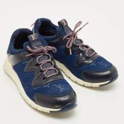 مملوكة مسبقًا Louis Vuitton Run Away Size 39 Blue/Black Leather and Monogram Mesh Low Top Sneakers