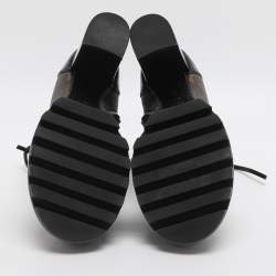 مملوكة مسبقًا حذاء بوت لويس فيتون طول الكاحل قماش مونوغرامي وأسود/بني جلد مقاس 36