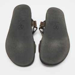 Pre Owned صندل سلايد لوي فيتون قماش مغطى بنقشة صورة ظلية بنية مقاس 36