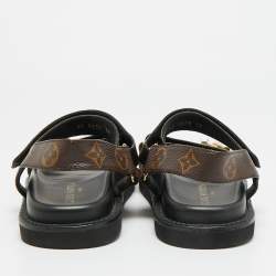 Pre Owned صندل سلايد لوي فيتون قماش مغطى بنقشة صورة ظلية بنية مقاس 36