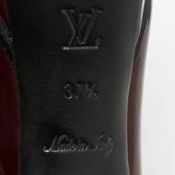 Pre Owned Louis Vuitton Oh Really! Size 37.5 Burgundy Patent Leather Platform Pumps