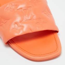 مملوكة مسبقًا Louis Vuitton Revival Size 37.5 Orange Monogram Leather Flat Slide