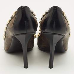 Pre Owned Louis Vuitton Size 39 Brown/Black Monogram Canvas and Leather Eldorado Pumps