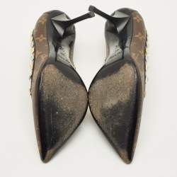 Pre Owned Louis Vuitton Size 39 Brown/Black Monogram Canvas and Leather Eldorado Pumps