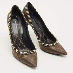 Pre Owned Louis Vuitton Size 39 Brown/Black Monogram Canvas and Leather Eldorado Pumps