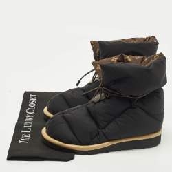 مملوكة مسبقًا حذاء بوت كاحل لوي فيتون مريح وسادة نايلون أسود نقش مونوجرام مقاس 38