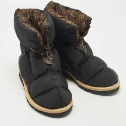 مملوكة مسبقًا حذاء بوت كاحل لوي فيتون مريح وسادة نايلون أسود نقش مونوجرام مقاس 38