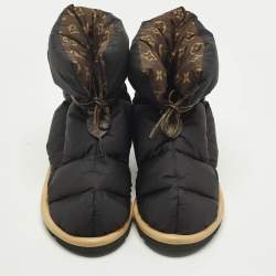 مملوكة مسبقًا حذاء بوت كاحل لوي فيتون مريح وسادة نايلون أسود نقش مونوجرام مقاس 38