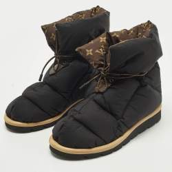 مملوكة مسبقًا حذاء بوت كاحل لوي فيتون مريح وسادة نايلون أسود نقش مونوجرام مقاس 38