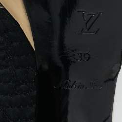 Pre Owned Louis Vuitton Size 39 Black/Gold Leather and Satin Peep Toe Pumps