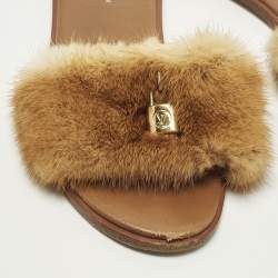 Pre Owned صندل فلات فرو منك بني لويس فيتون لوك إت مقاس 37.5