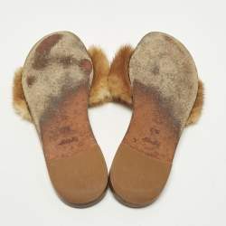 Pre Owned صندل فلات فرو منك بني لويس فيتون لوك إت مقاس 37.5